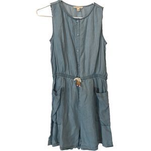 New tucker and Tate Nordstrom girls chambray blue romper sz xl 14/16 100% tercel